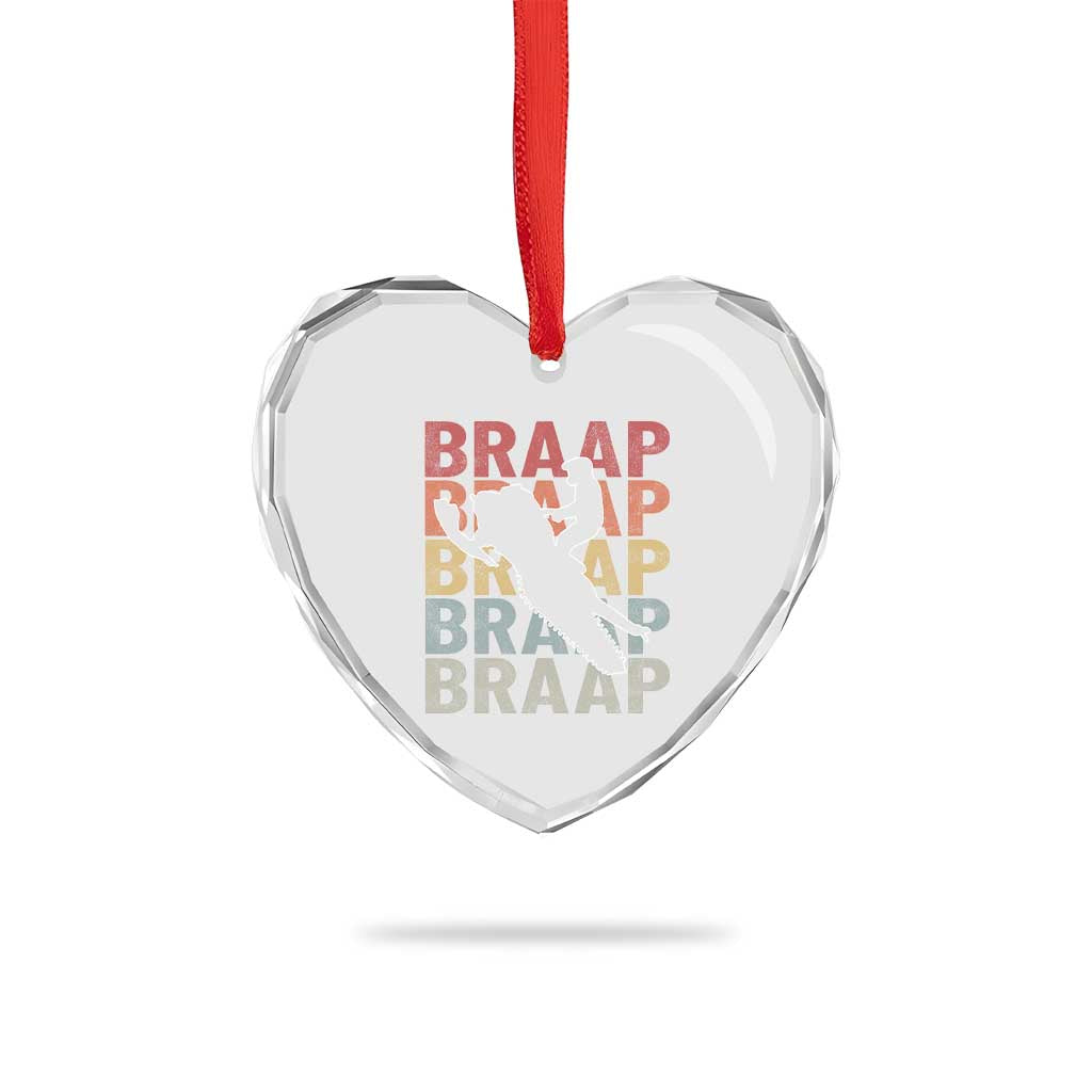 Snowmobile Braaap Heart Crystal Glass Ornament Retro Snowcross Snow Sled Winter Sport - Wonder Print Shop
