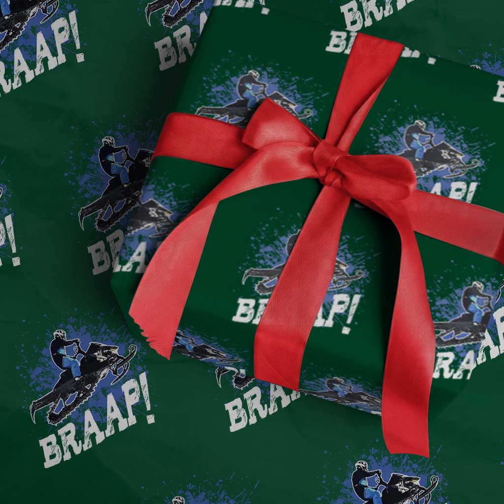 Snowmobile Braaap Wrapping Paper Roll Snowcross Snow Sled Extreme Outdoor Winter Sports - Wonder Print Shop