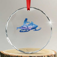 Snowmobile Snow Mountain Forest Snowmobiling Winter Sport Crystal Glass Ornament - Wonder Print Shop