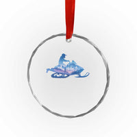 Snowmobile Snow Mountain Forest Snowmobiling Winter Sport Crystal Glass Ornament - Wonder Print Shop