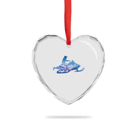 Snowmobile Snow Mountain Forest Snowmobiling Winter Sport Heart Crystal Glass Ornament - Wonder Print Shop