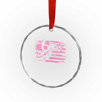Snowmobile Snowcross Girls Pink American Flag Crystal Glass Ornament - Wonder Print Shop