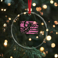 Snowmobile Snowcross Girls Pink American Flag Crystal Glass Ornament - Wonder Print Shop
