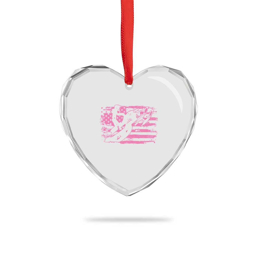 Snowmobile Snowcross Girls Pink American Flag Heart Crystal Glass Ornament - Wonder Print Shop