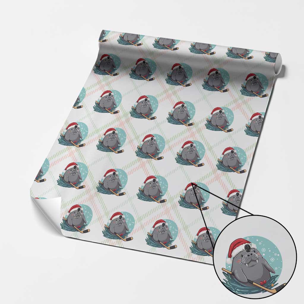 Snowy Seal Ice Hockey Lover Wrapping Paper Roll Funny Christmas Gift - Wonder Print Shop