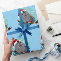 Snowy Seal Ice Hockey Lover Wrapping Paper Roll Funny Christmas Gift - Wonder Print Shop