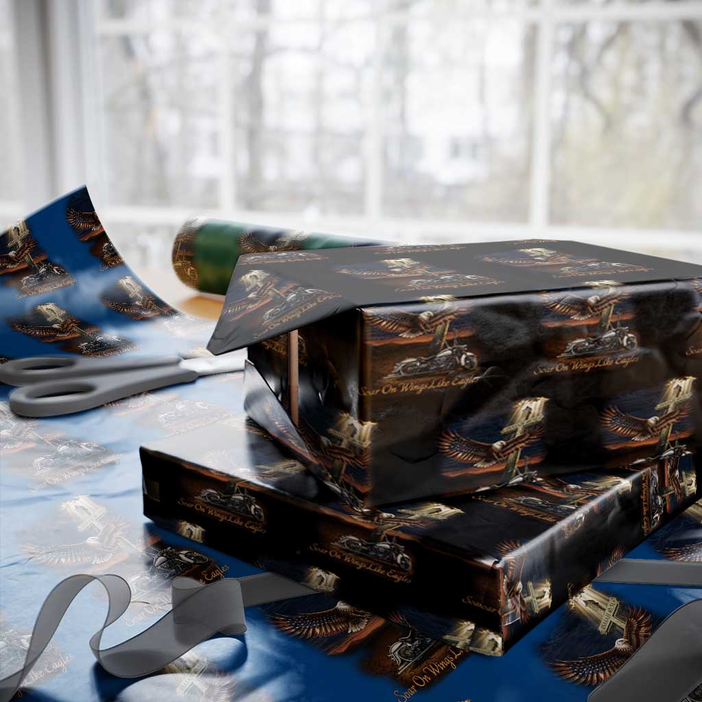 Soar On Wings Like Eagles Christian Wrapping Paper Roll Isaiah 40:31 Bible Verse Faith Motorcycle