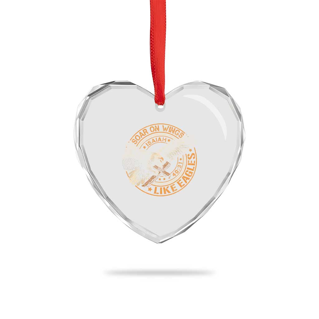Soar On Wings Like Eagles Christian Heart Crystal Glass Ornament Isaiah 40 31 Bible Verse
