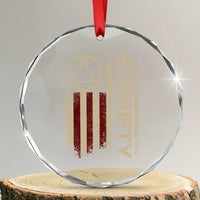 Sober AA NA Sobriety Anniversary Crystal Glass Ornament Alcoholism Addiction Recovery Vintage American Flag