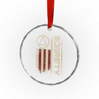 Sober AA NA Sobriety Anniversary Crystal Glass Ornament Alcoholism Addiction Recovery Vintage American Flag