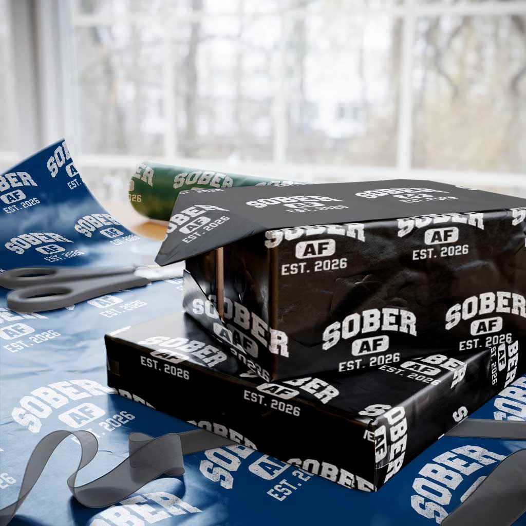 Sober AF 2026 AA Recovery Achiever Sobriety Anniversary Wrapping Paper Roll