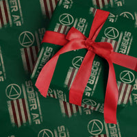 Sober AF Wrapping Paper Roll Alcoholism Addiction Recovery Rehabilitation Vintage American Flag