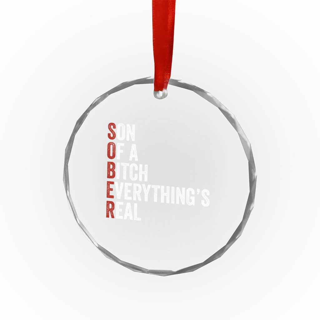 Sobriety Anniversary Crystal Glass Ornament Sober Son Of A Bitch Everythings Real AA NA