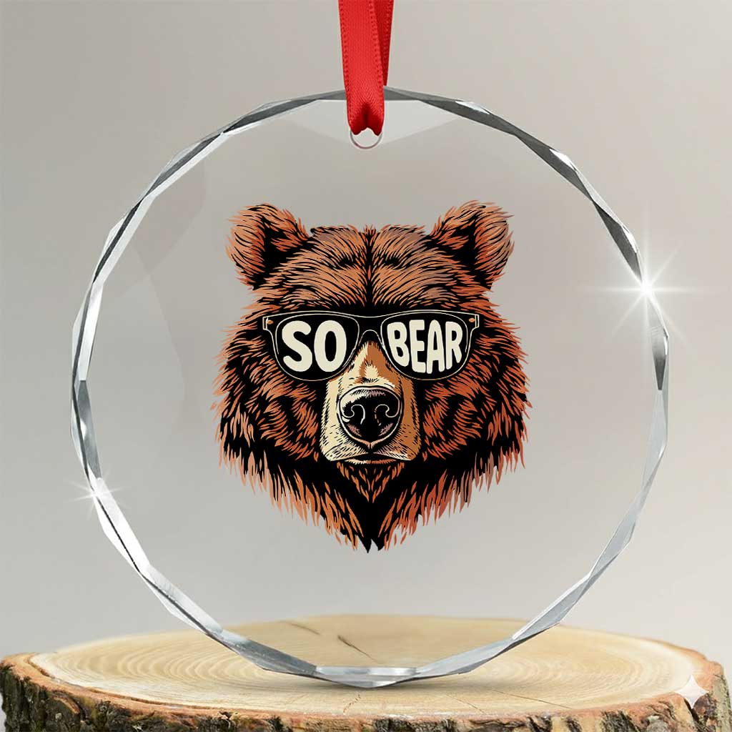 Sobriety Anniversary Sober Bear AA NA Recovery Crystal Glass Ornament