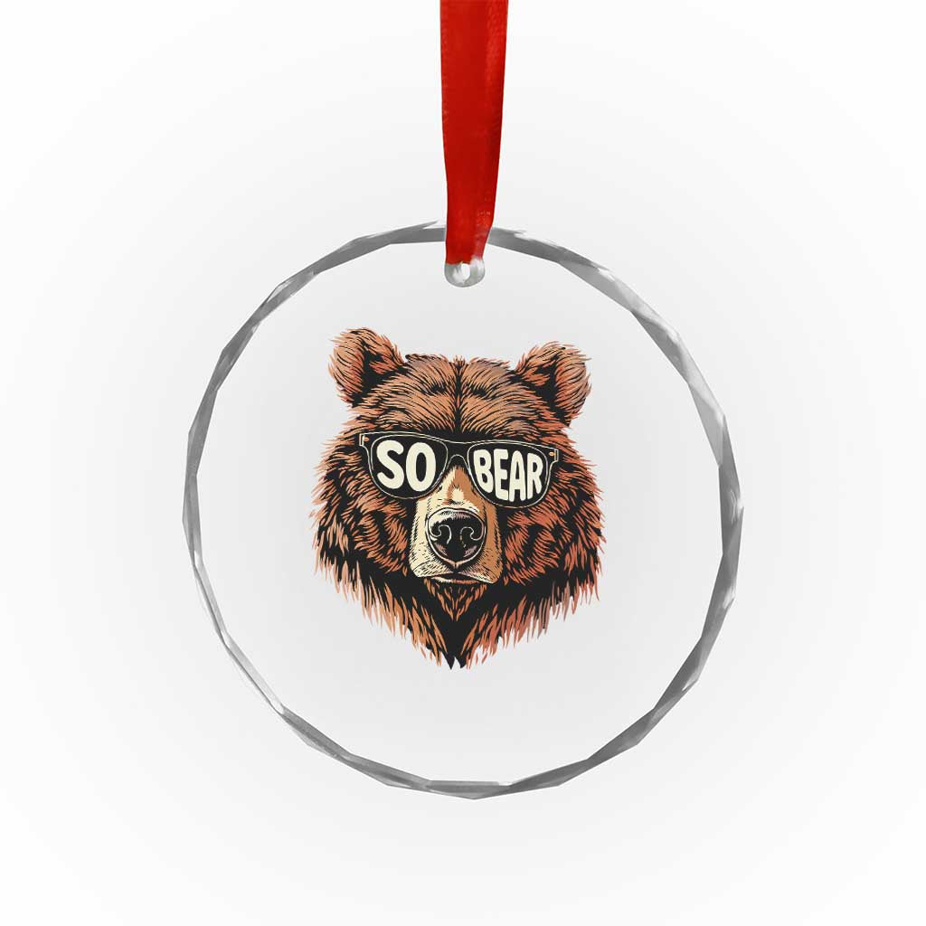 Sobriety Anniversary Sober Bear AA NA Recovery Crystal Glass Ornament