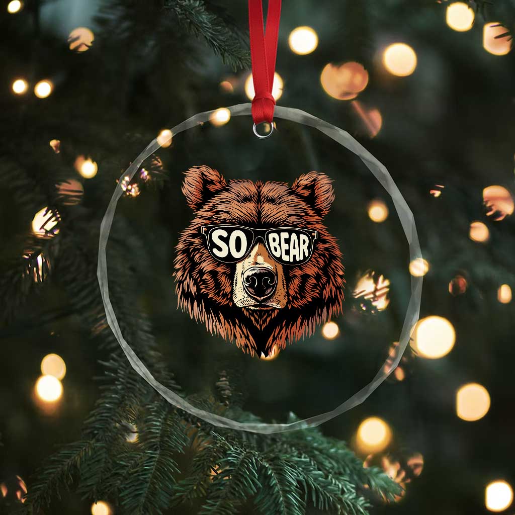 Sobriety Anniversary Sober Bear AA NA Recovery Crystal Glass Ornament