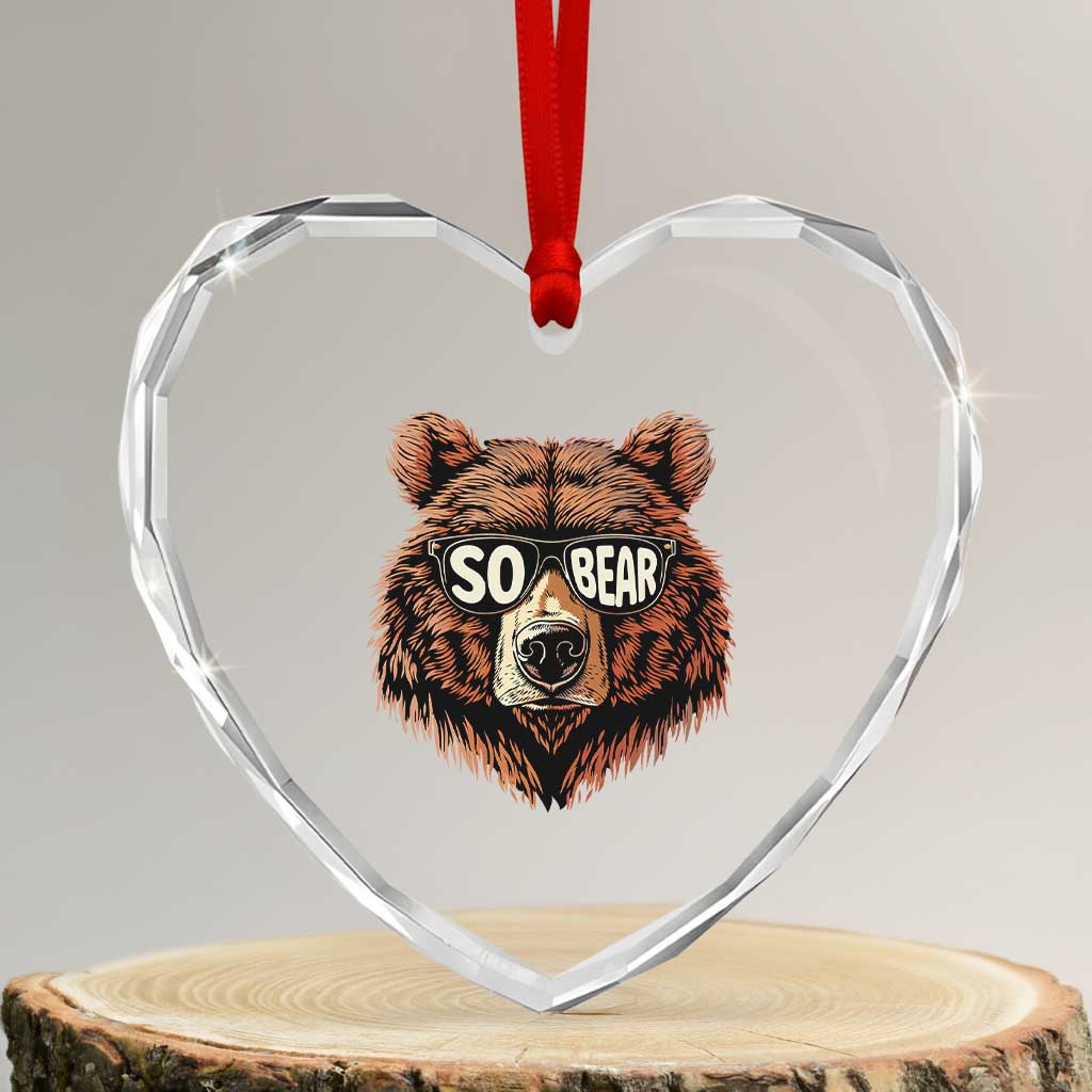 Sobriety Anniversary Sober Bear AA NA Recovery Heart Crystal Glass Ornament