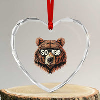 Sobriety Anniversary Sober Bear AA NA Recovery Heart Crystal Glass Ornament