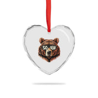 Sobriety Anniversary Sober Bear AA NA Recovery Heart Crystal Glass Ornament