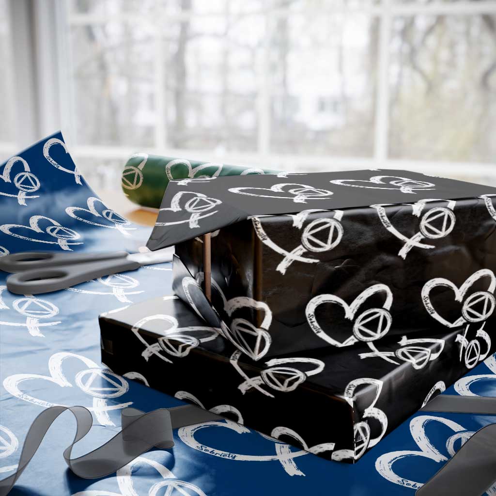 Sobriety Heart Sober Anniversary Alcoholic Abstinence Wrapping Paper Roll