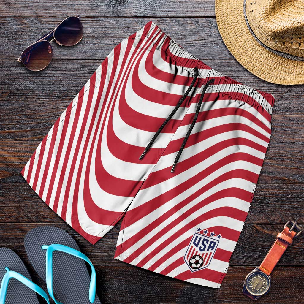 Soccer 2026 USA Shorts for Men Wave Flag Stylized