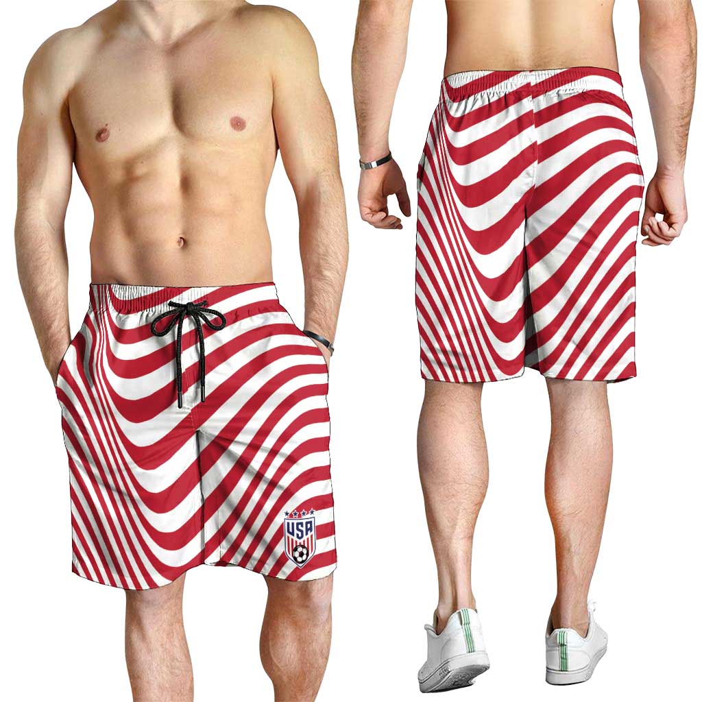 Soccer 2026 USA Shorts for Men Wave Flag Stylized