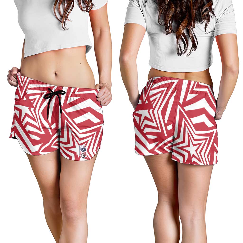 Soccer 2026 USA Shorts for Women Red Star Stylized