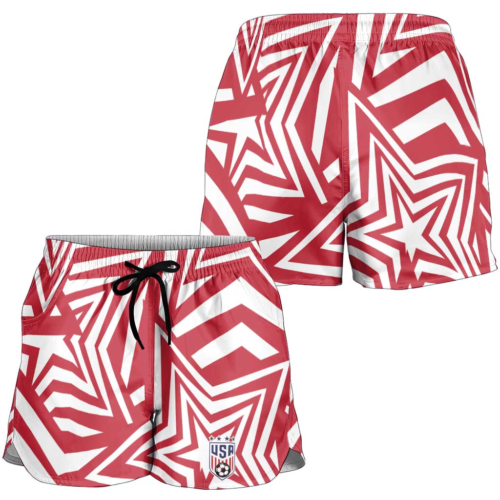 Soccer 2026 USA Shorts for Women Red Star Stylized