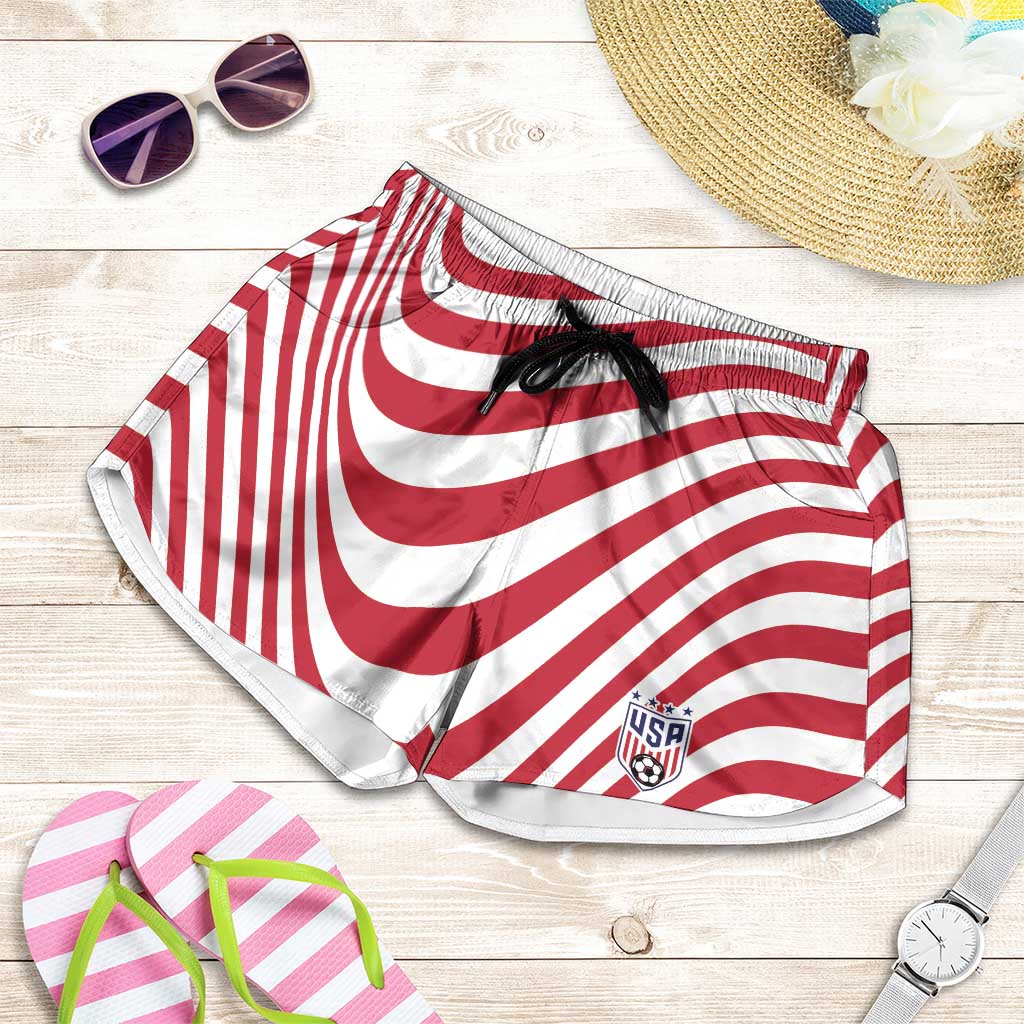 Soccer 2026 USA Shorts for Women Wave Flag Stylized