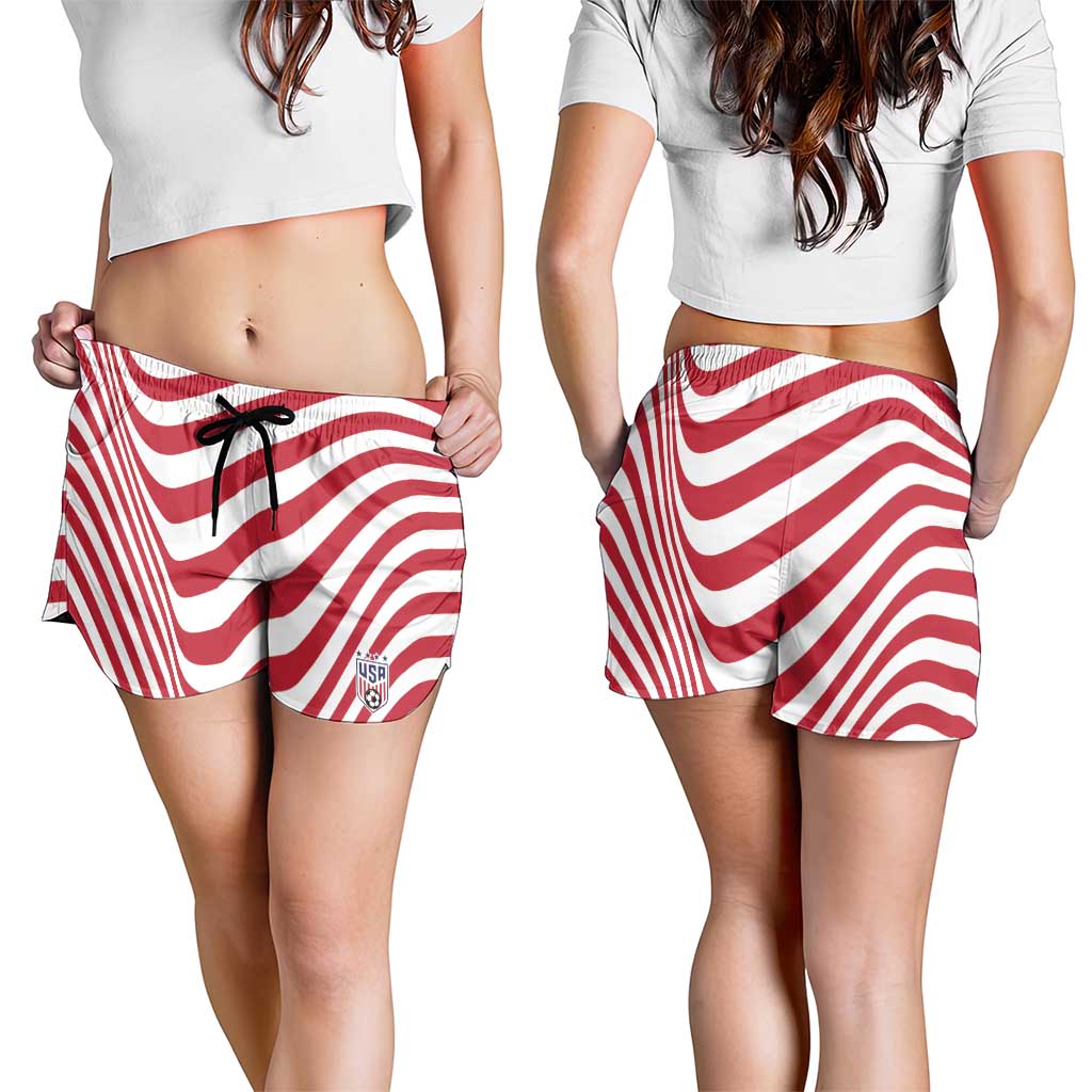 Soccer 2026 USA Shorts for Women Wave Flag Stylized