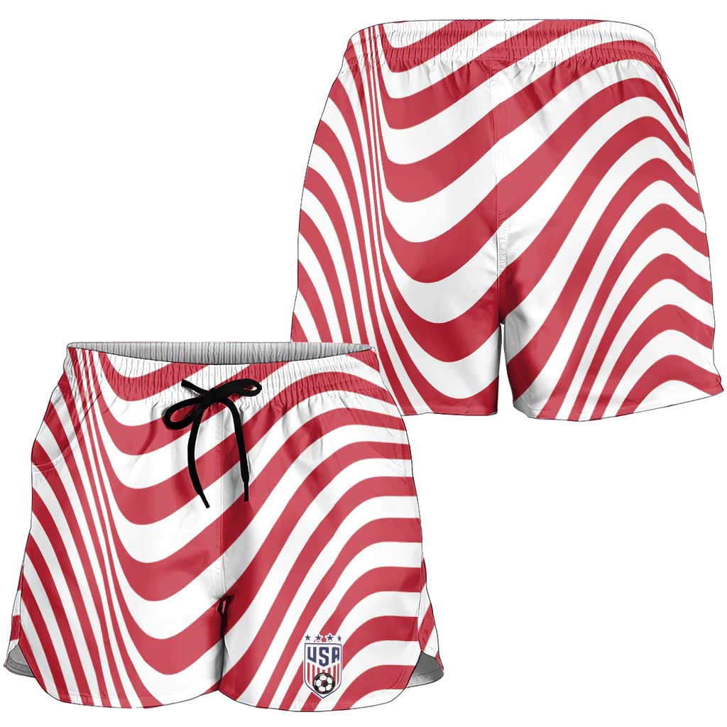 Soccer 2026 USA Shorts for Women Wave Flag Stylized