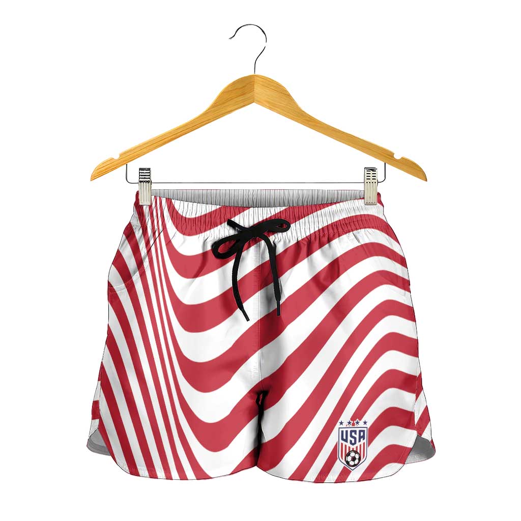 Soccer 2026 USA Shorts for Women Wave Flag Stylized