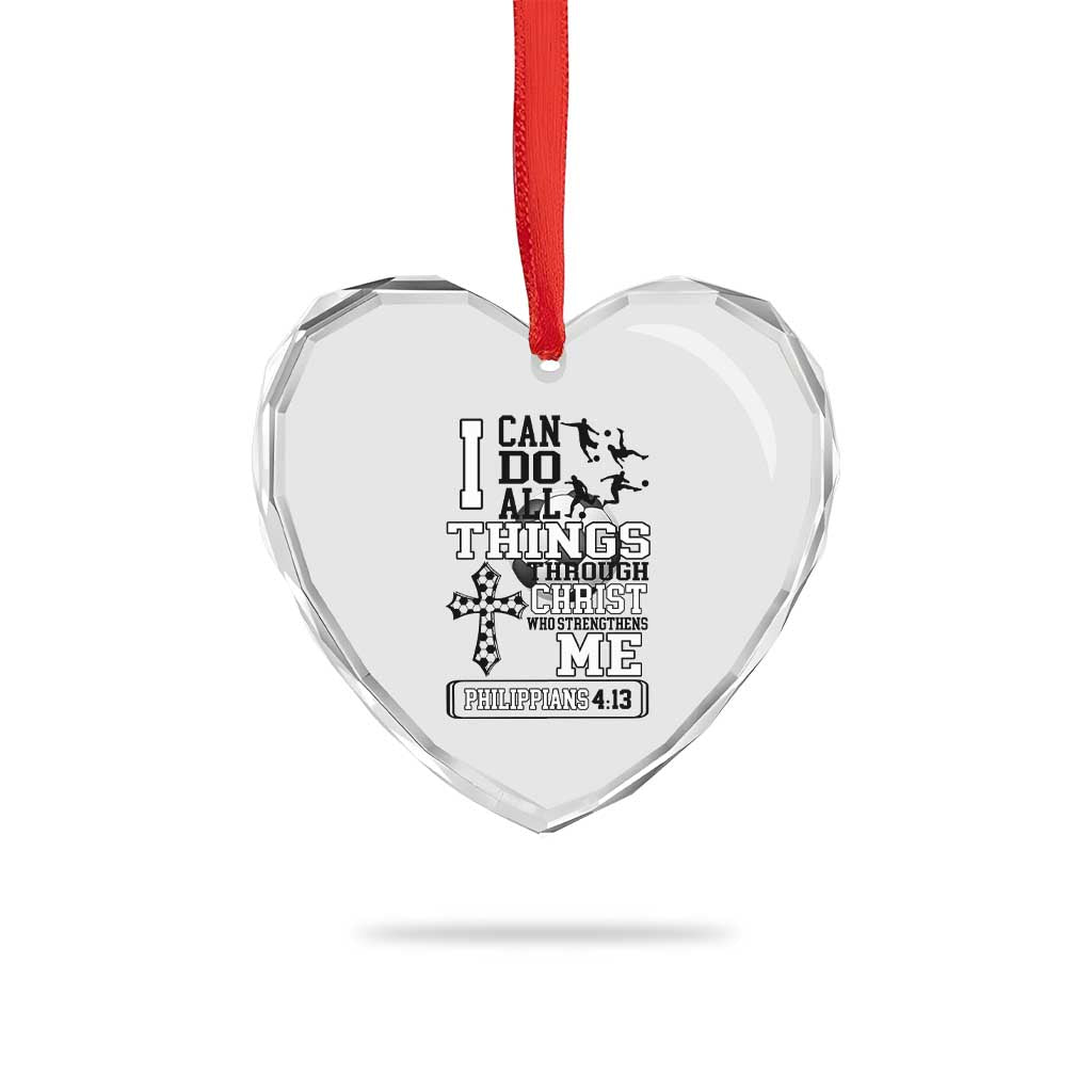 Soccer Christian Gift Heart Crystal Glass Ornament I Can Do All Things Through Christ