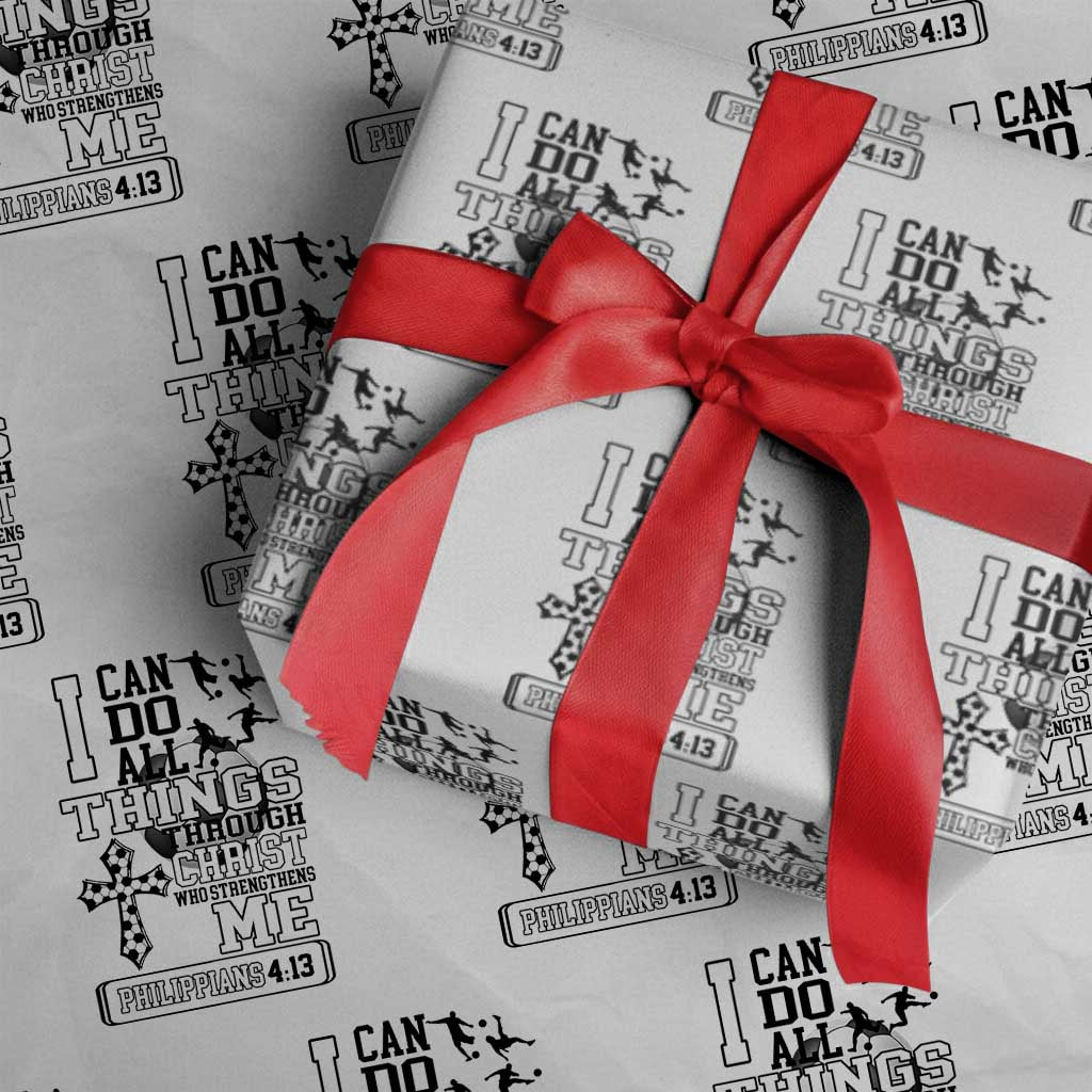 Soccer Christian Gift Wrapping Paper Roll I Can Do All Things Through Christ