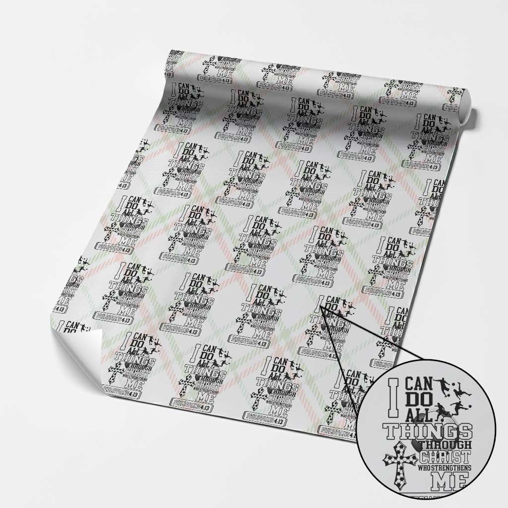 Soccer Christian Gift Wrapping Paper Roll I Can Do All Things Through Christ