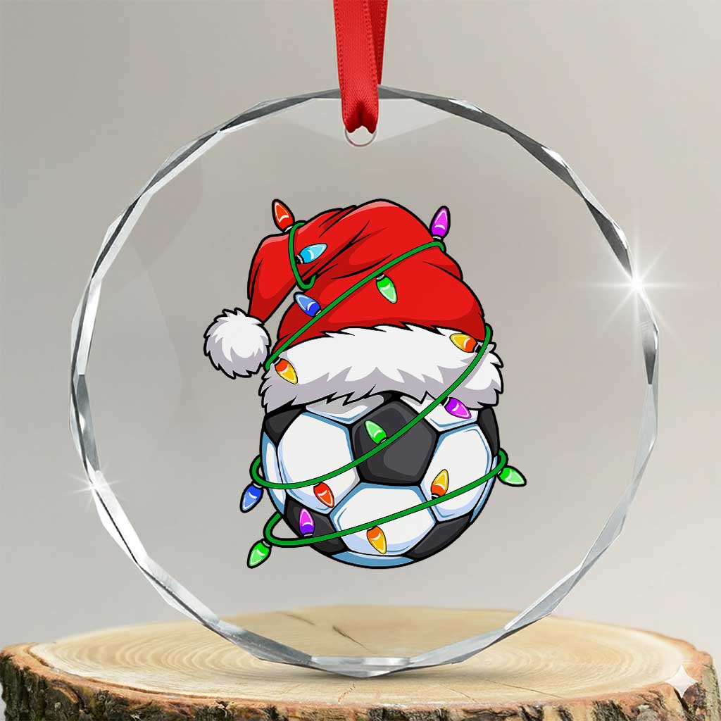 Soccer Christmas Crystal Glass Ornament Santa Hat Sports Xmas Pajamas - Wonder Print Shop