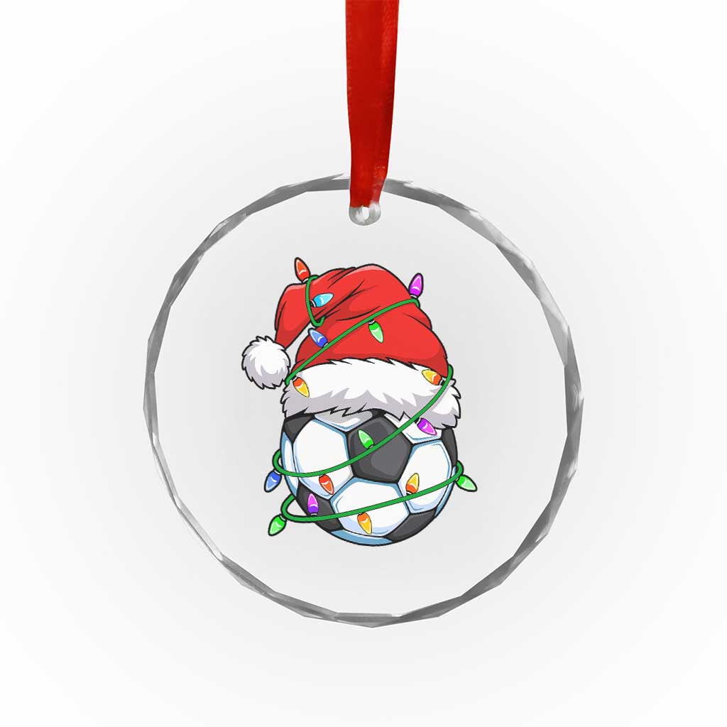 Soccer Christmas Crystal Glass Ornament Santa Hat Sports Xmas Pajamas - Wonder Print Shop