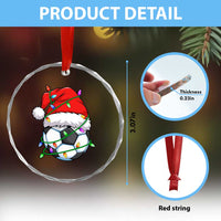 Soccer Christmas Crystal Glass Ornament Santa Hat Sports Xmas Pajamas - Wonder Print Shop