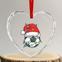 Soccer Christmas Heart Crystal Glass Ornament Santa Hat Sports Xmas Pajamas - Wonder Print Shop
