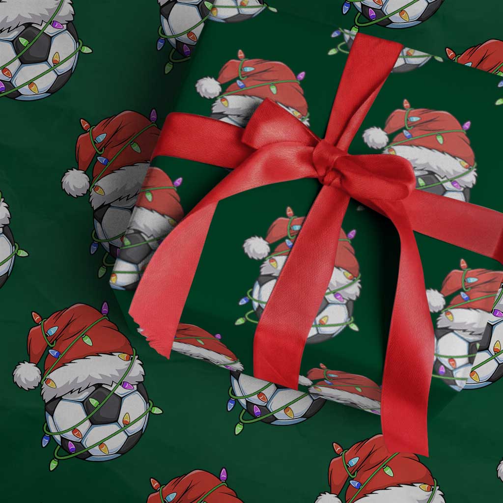 Soccer Christmas Wrapping Paper Roll Santa Hat Sports Xmas Pajamas - Wonder Print Shop
