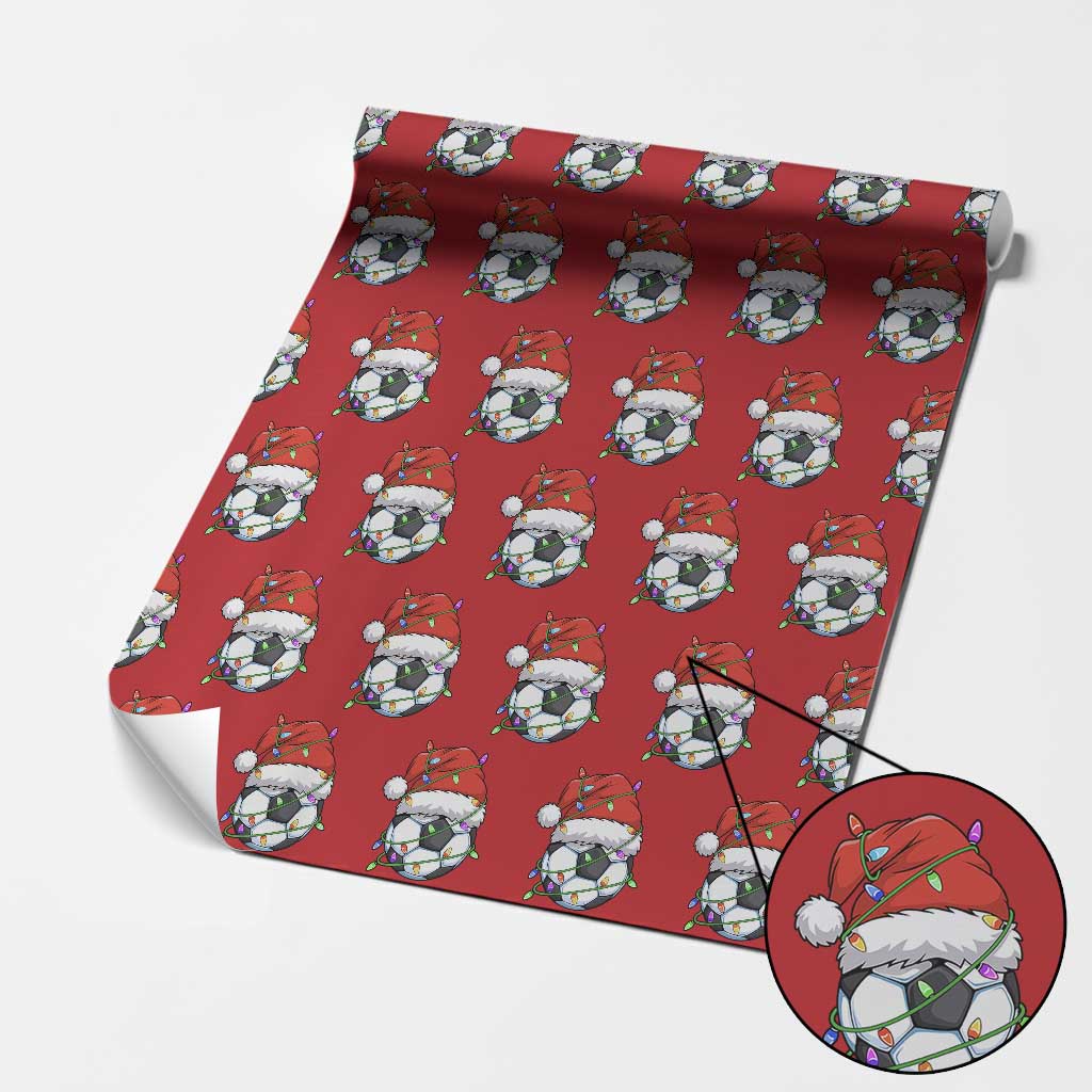Soccer Christmas Wrapping Paper Roll Santa Hat Sports Xmas Pajamas - Wonder Print Shop