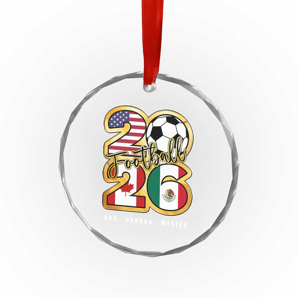 Soccer Football Lover Crystal Glass Ornament USA Canada Mexico Pride 2026
