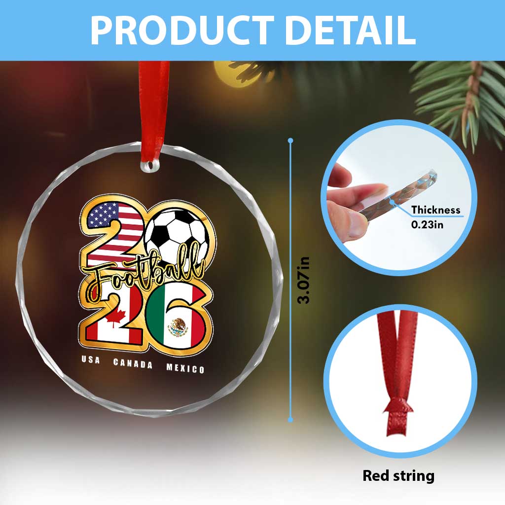 Soccer Football Lover Crystal Glass Ornament USA Canada Mexico Pride 2026