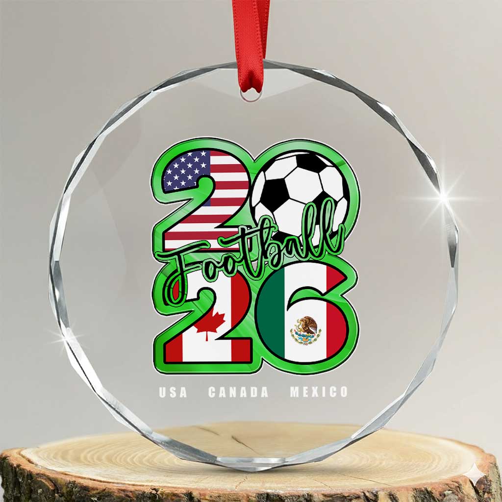 Soccer Football Lover Crystal Glass Ornament USA Canada Mexico Pride 26