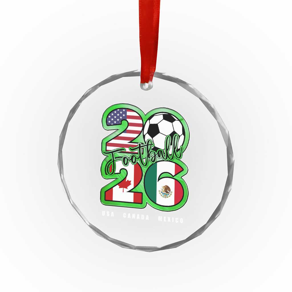 Soccer Football Lover Crystal Glass Ornament USA Canada Mexico Pride 26