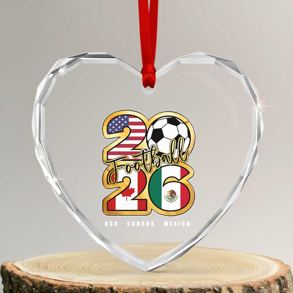 Soccer Football Lover Heart Crystal Glass Ornament USA Canada Mexico Pride 2026