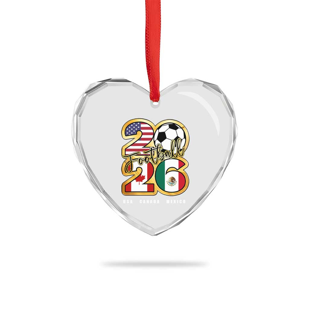 Soccer Football Lover Heart Crystal Glass Ornament USA Canada Mexico Pride 2026