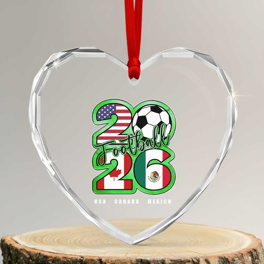 Soccer Football Lover Heart Crystal Glass Ornament USA Canada Mexico Pride 26