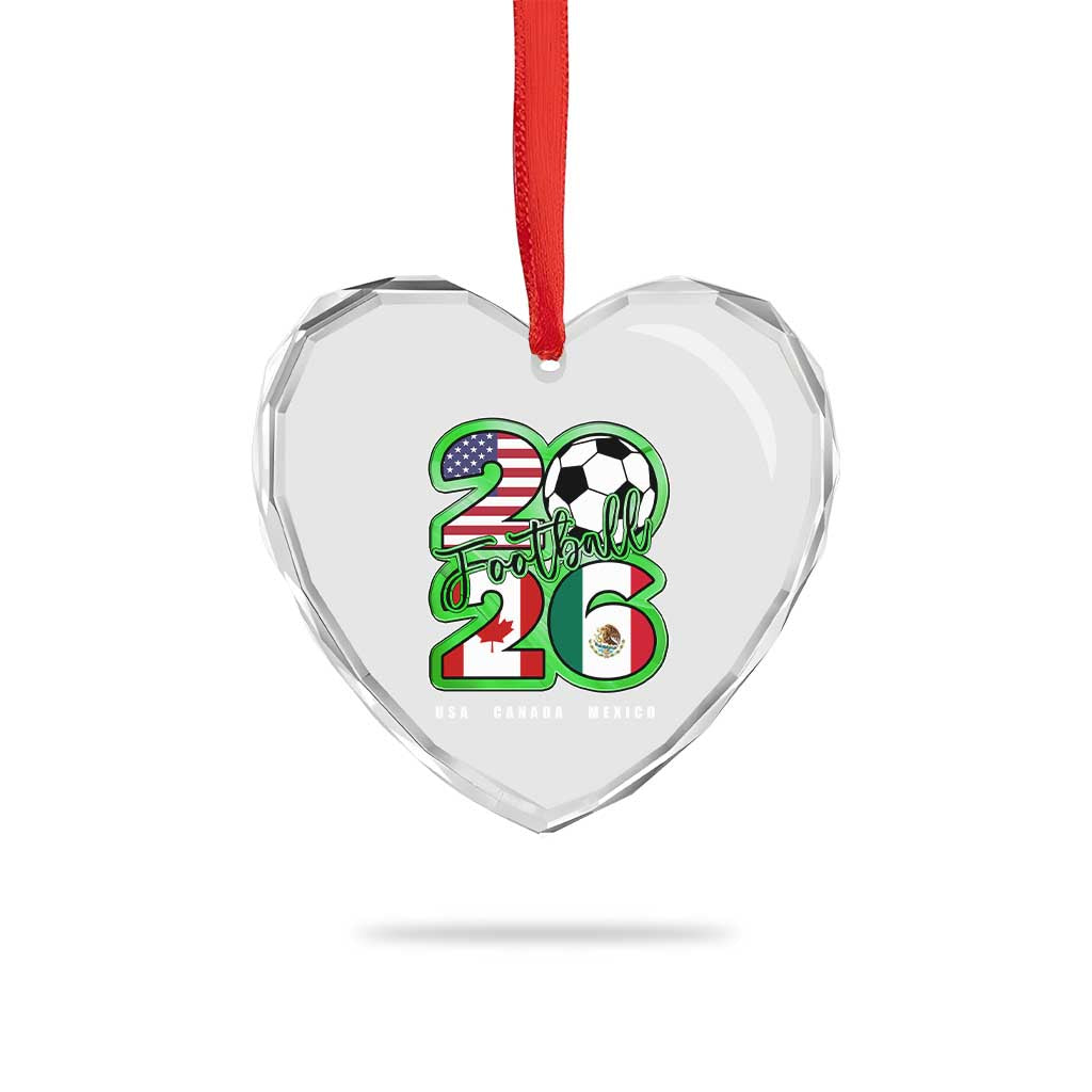 Soccer Football Lover Heart Crystal Glass Ornament USA Canada Mexico Pride 26