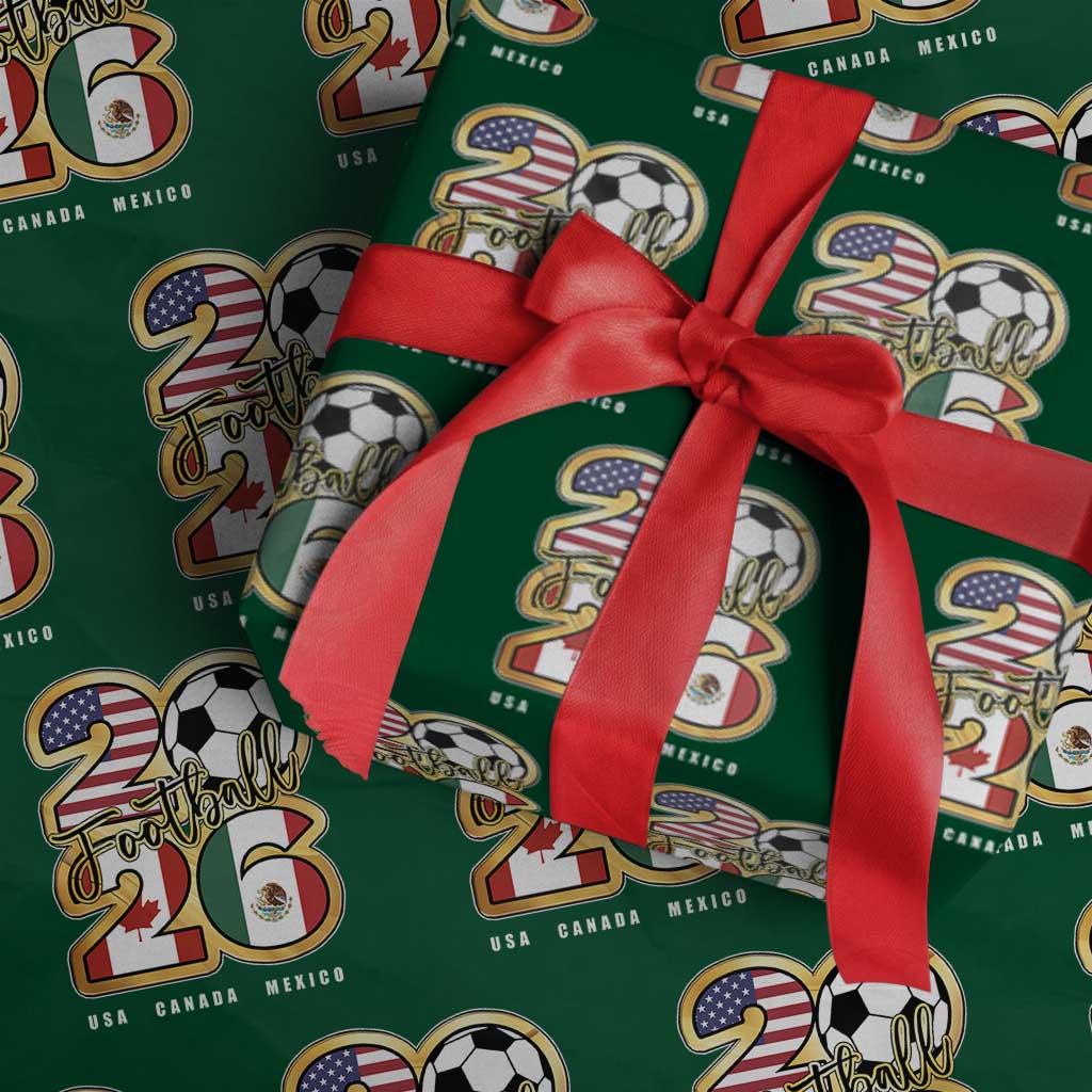 Soccer Football Lover Wrapping Paper Roll USA Canada Mexico Pride 2026